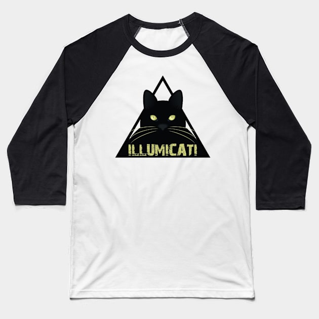 illumicati funny cat Baseball T-Shirt by Awesome Galaxy